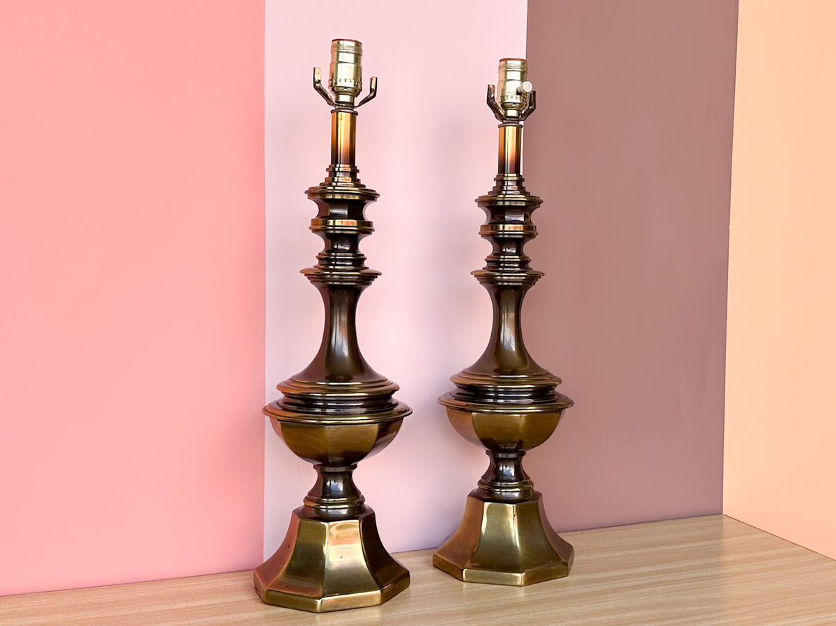 Pair of Brass Urn Lamps