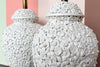 Pair of Blanc de Chine Flower Ginger Jar Lamps