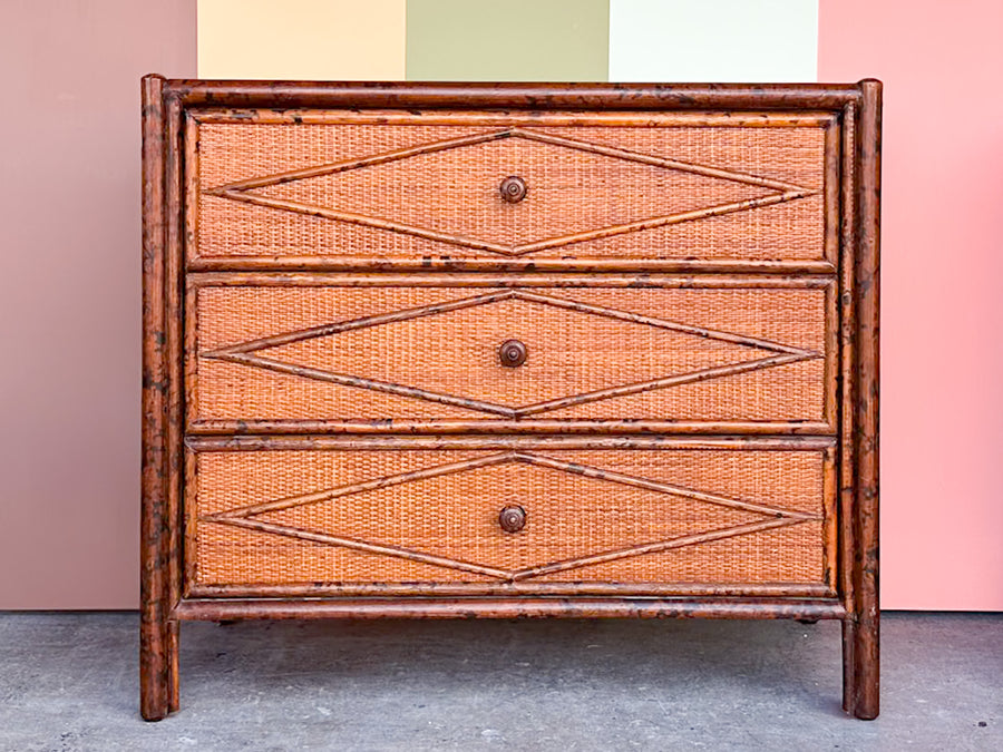 Pair of Tortoiseshell Bamboo Oversized Nightstands by Ralph Lauren