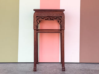 Chinoiserie Carved Rosewood and Marble Side Table