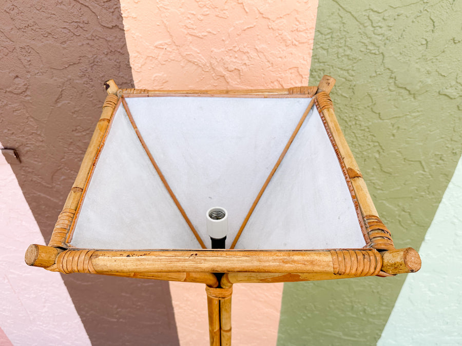 Old Florida Rattan Floor Lamp