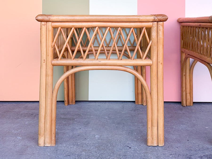 Pair of Kips Bay Show House Rattan Side Tables