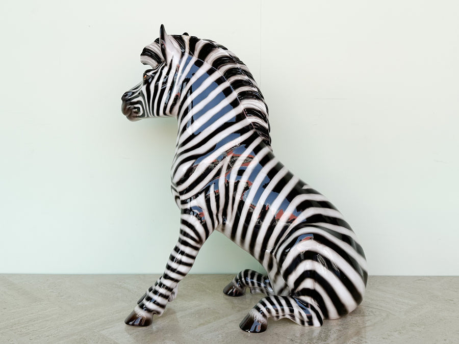 Large Lounging Italian Ceramic Zebra