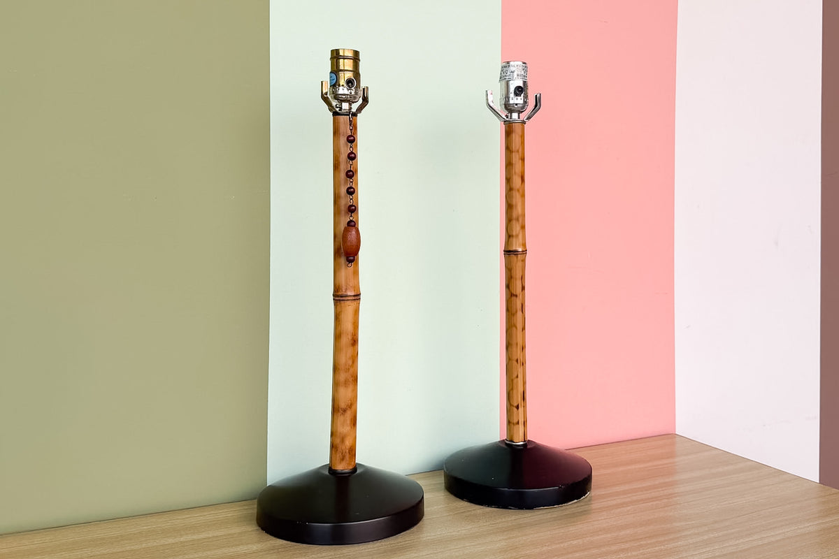 Pair of Tortoiseshell Bamboo Lamps