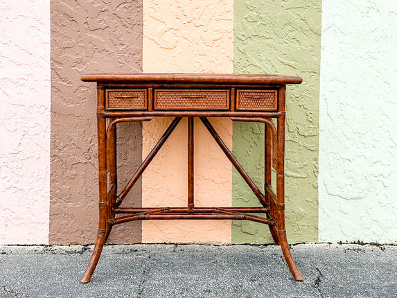 Petite West Indies Style Rattan Writing Desk