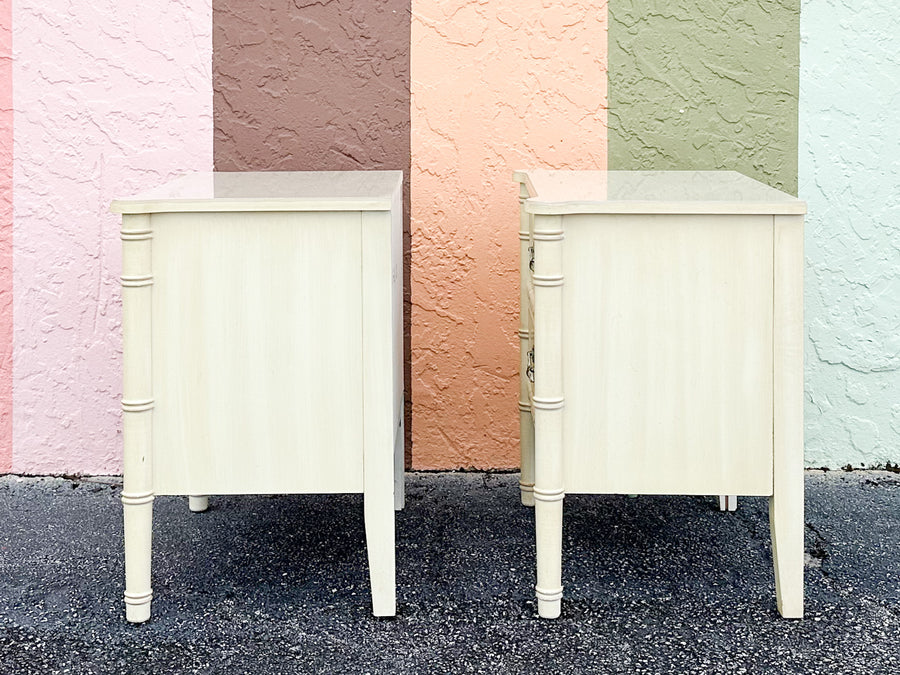 Pair of Henry Link Faux Bamboo Nightstands