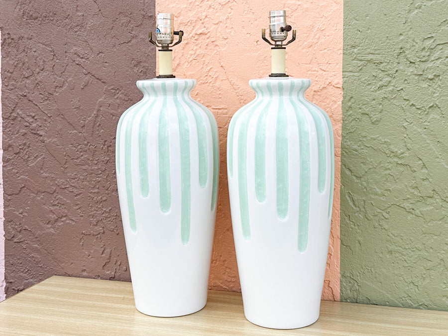 Pair of Seafoam Drip Lamps