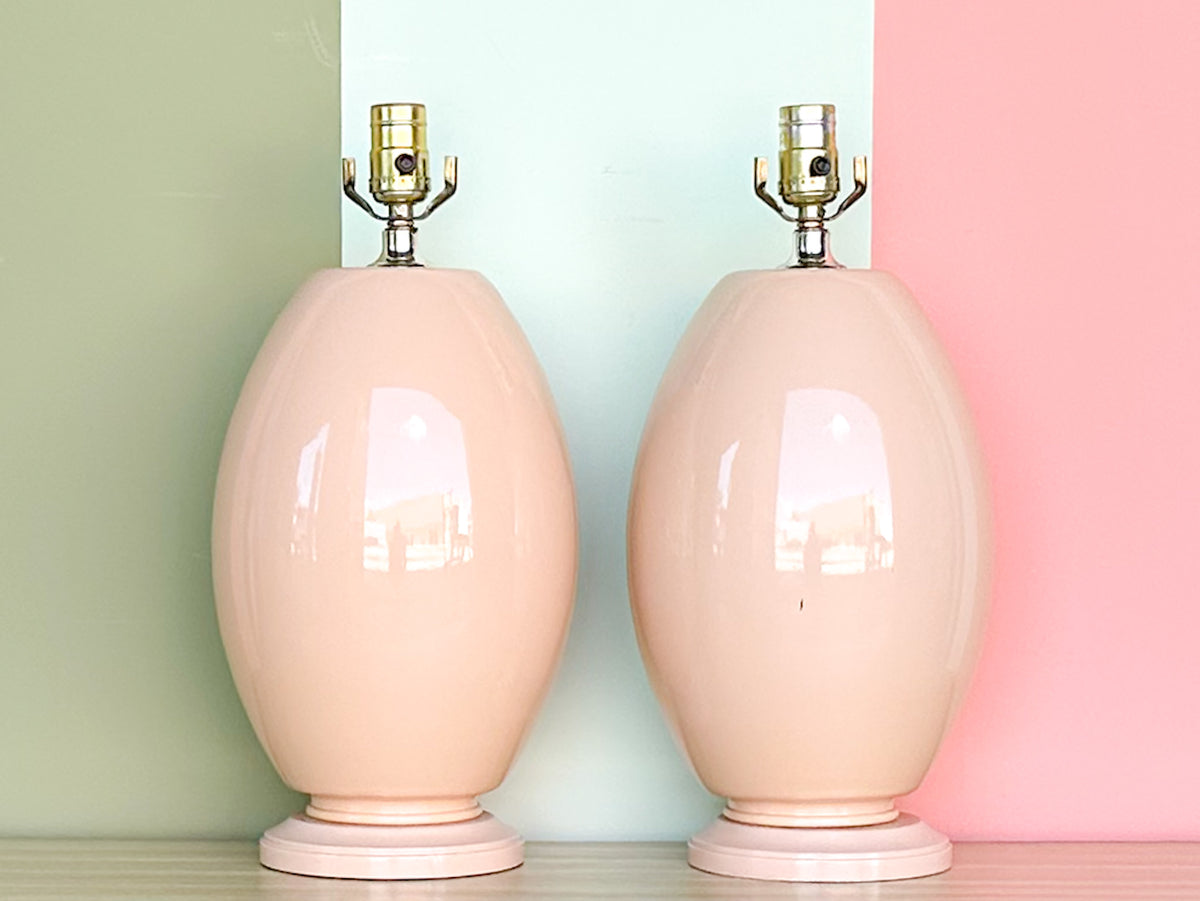 Pair of Blush Easter Egg Lamps