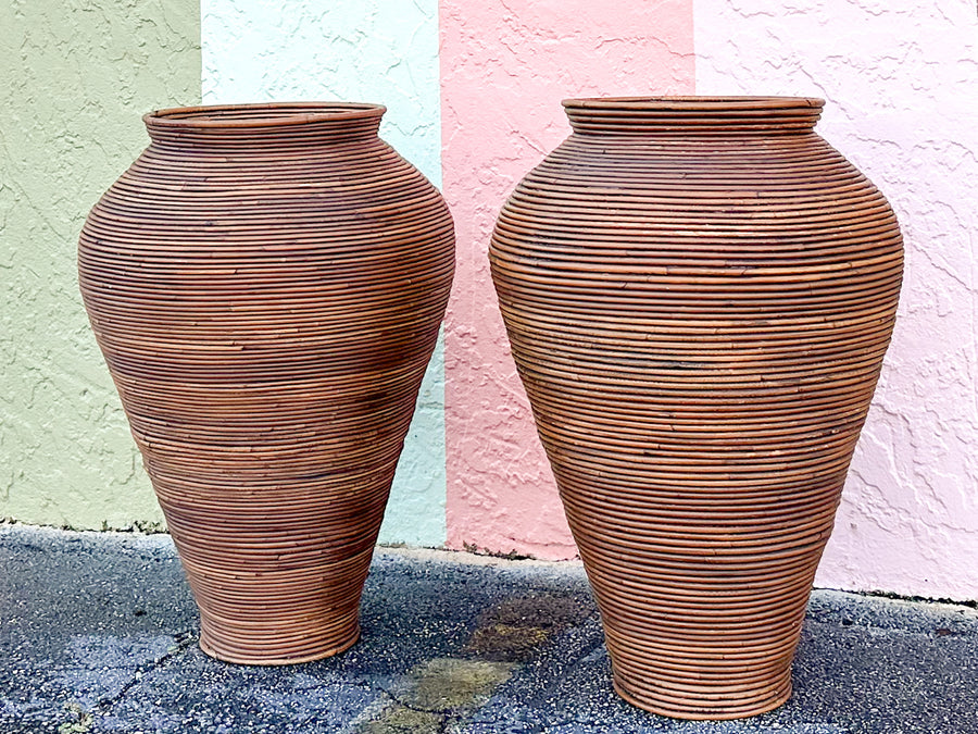 Pair of Large Pencil Reed Vases