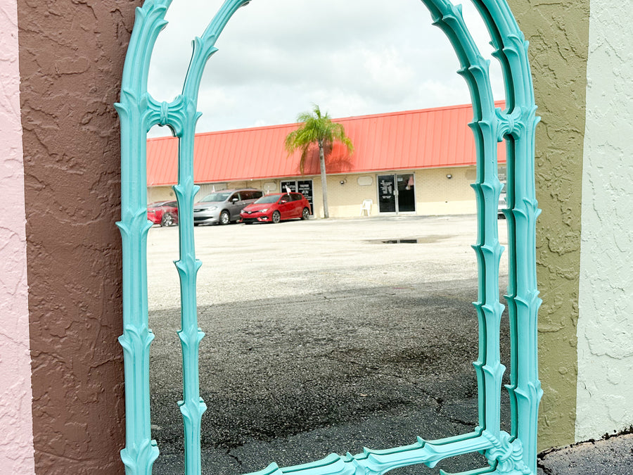 Caribbean Blue Gampel Stoll Palm Frond Mirror