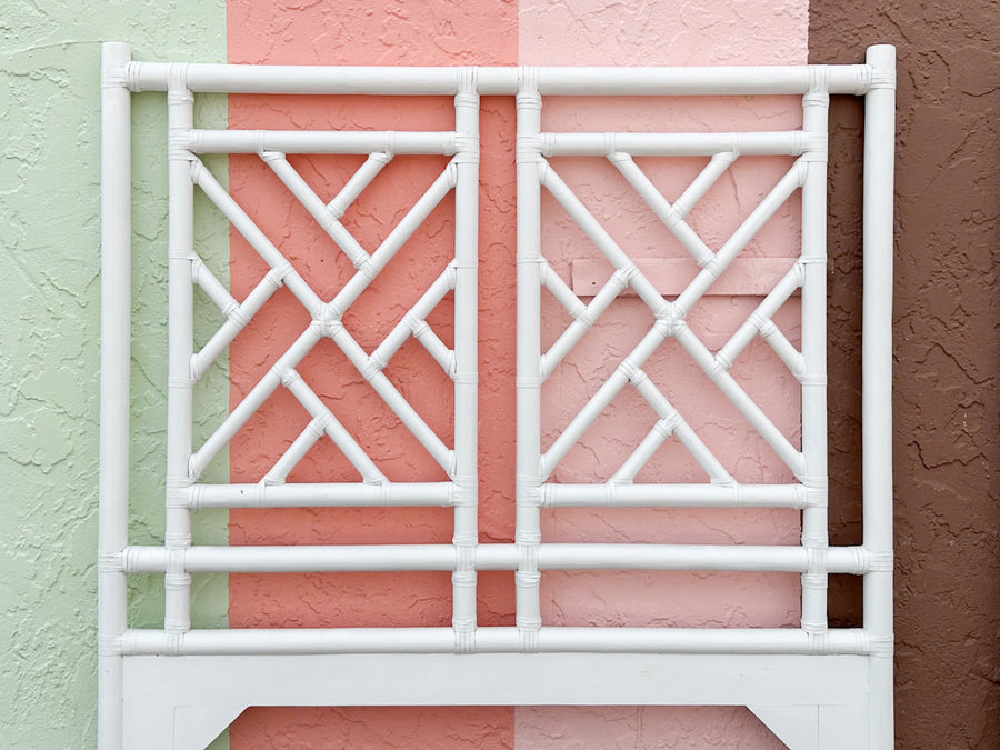 White Fretwork Rattan Twin Headboards