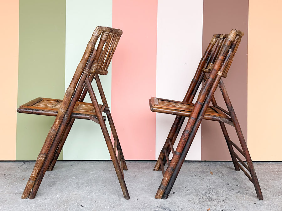 Pair of Bamboo Folding Chairs