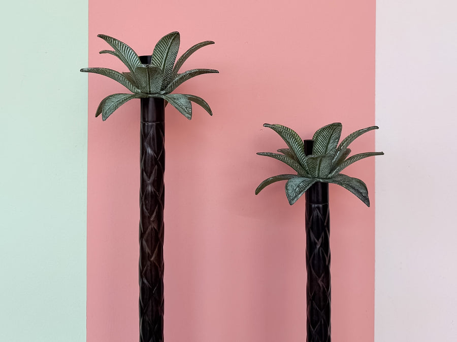 Pair of Palm Tree Candle Holders