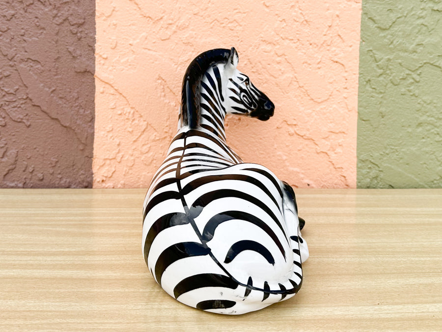 Ceramic Lounging Zebra Statue