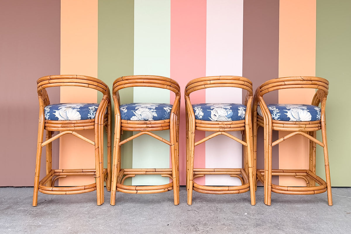 Set of Four Rattan Bar Stools