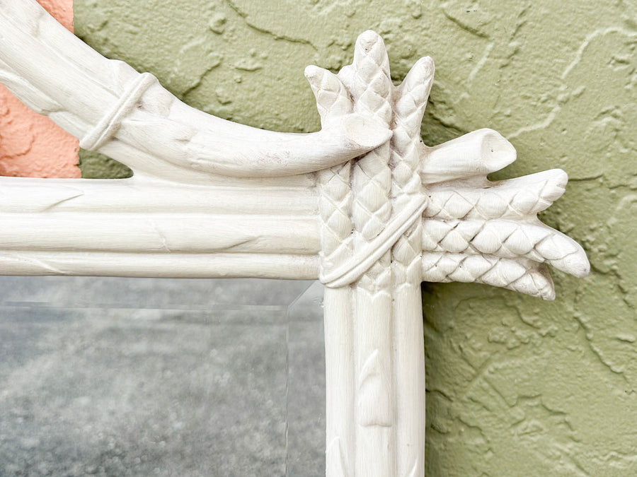 Elegant Carved Asparagus and Flower Mirror