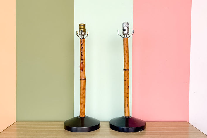Pair of Tortoiseshell Bamboo Lamps
