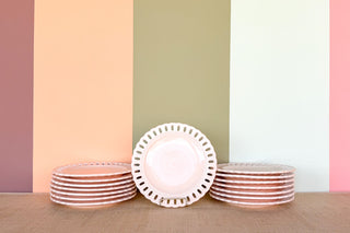 Set of Sixteen Peachy Pierced Salad Plates