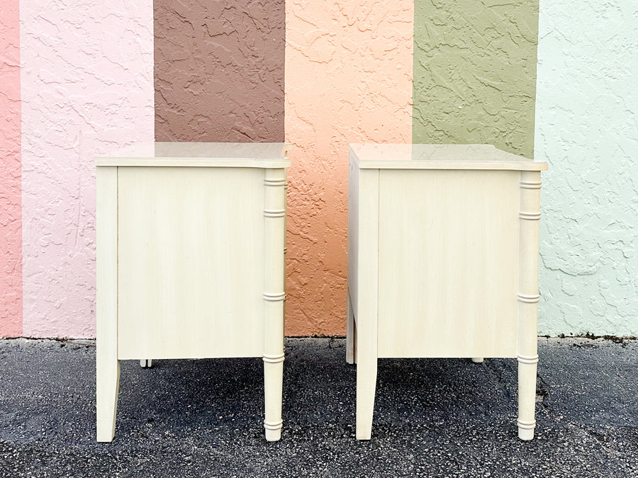 Pair of Henry Link Faux Bamboo Nightstands