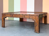 Walnut and Burl Wood Faux Bamboo Coffee Table