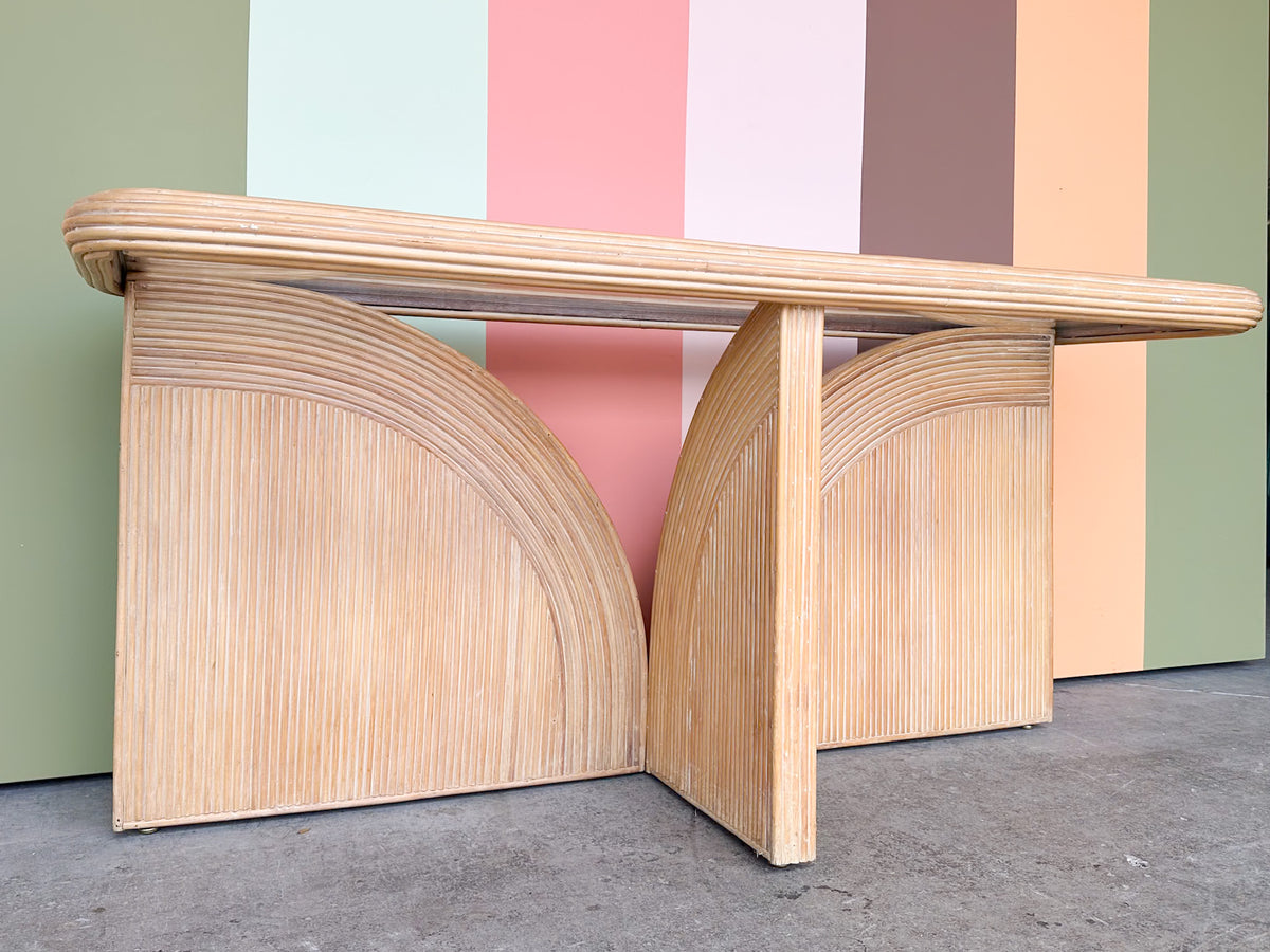 Pencil Reed Rattan Curved Console
