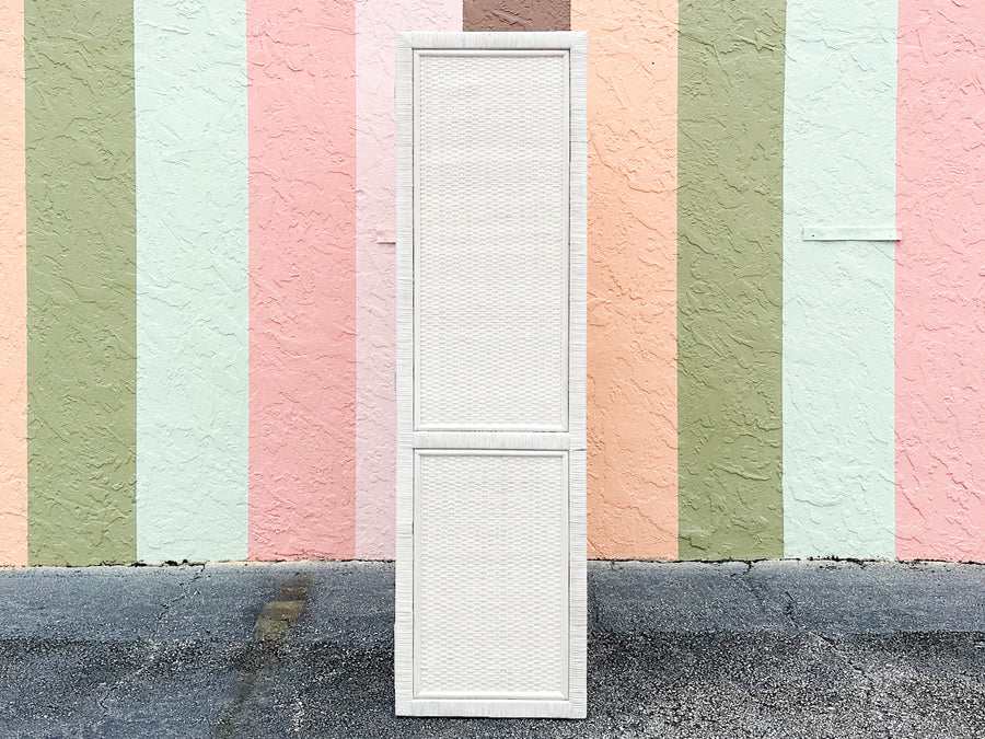 White Washed Woven Rattan Cabinet