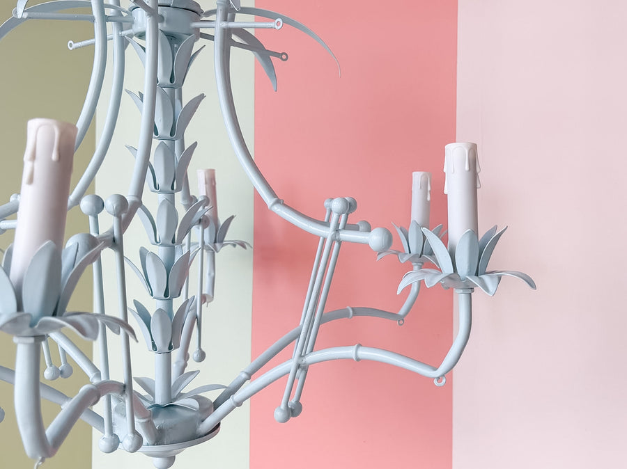 Newly Painted Faux Bamboo Tole Chandelier