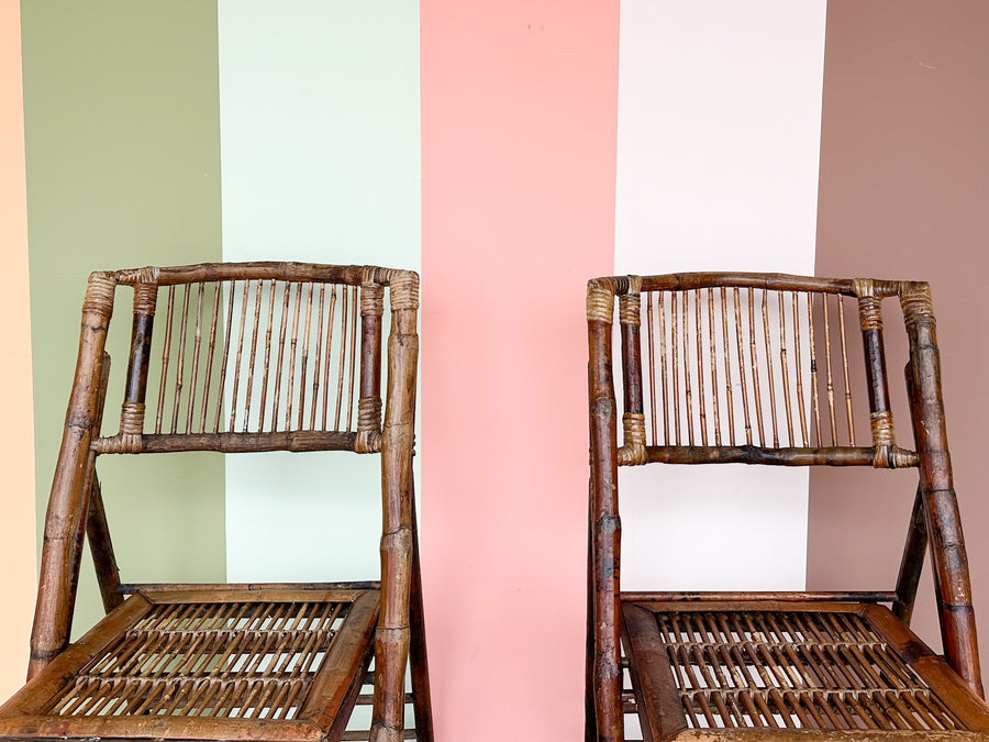 Pair of Bamboo Folding Chairs