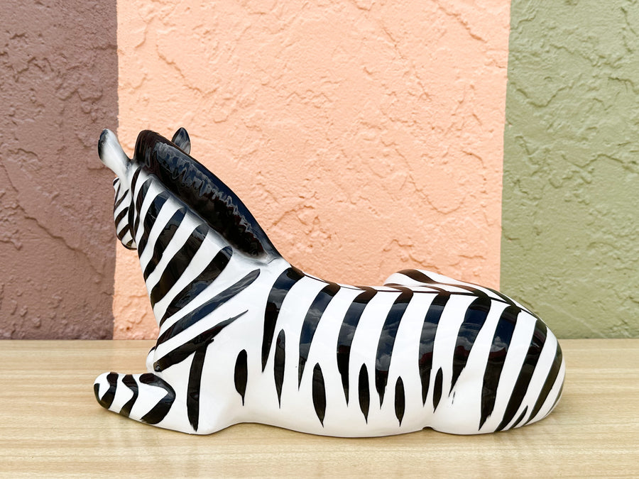 Ceramic Lounging Zebra Statue