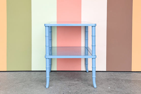 Faux Bamboo and Cane Side Table