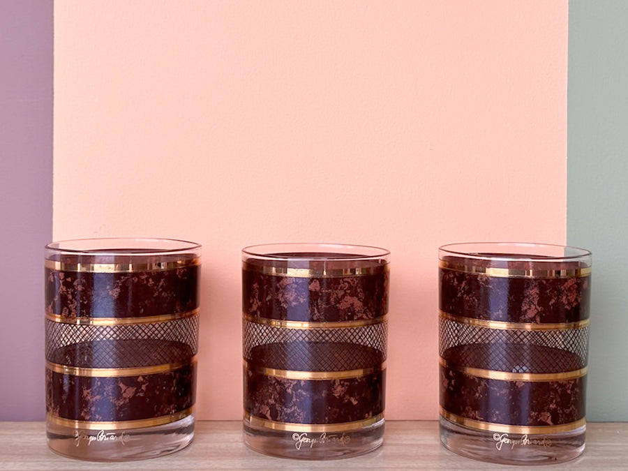 Set of Six Marble Tortoiseshell Glassware