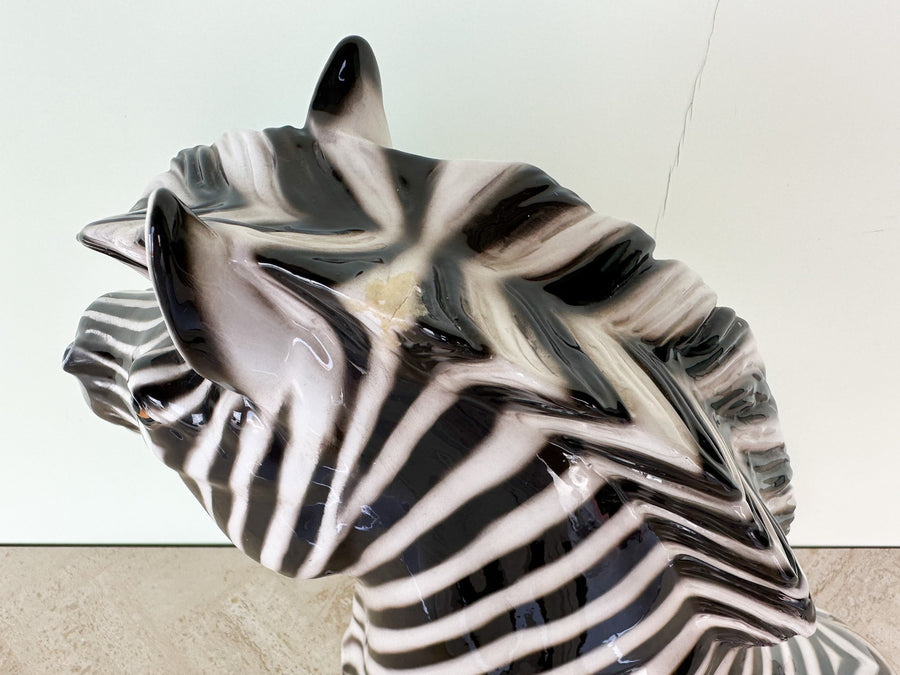 Large Lounging Italian Ceramic Zebra
