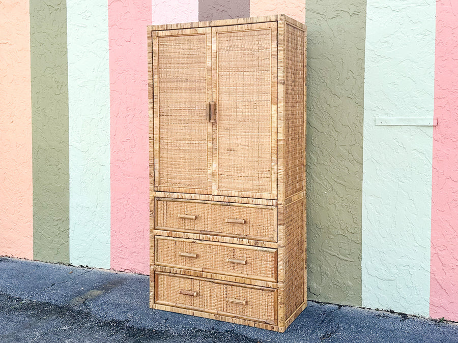 Island Style Rattan Wrapped Cabinet