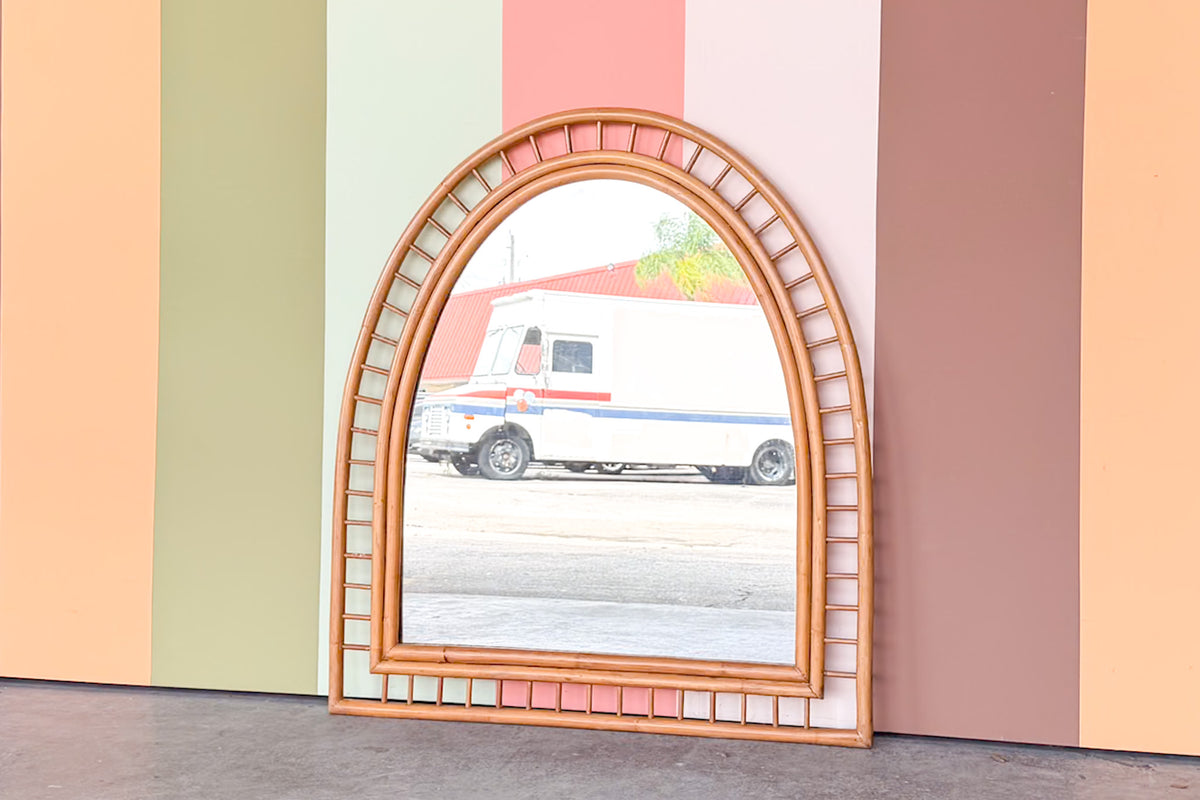 Old Florida Rattan Arch Mirror