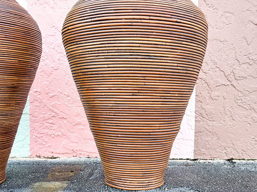 Pair of Large Pencil Reed Vases
