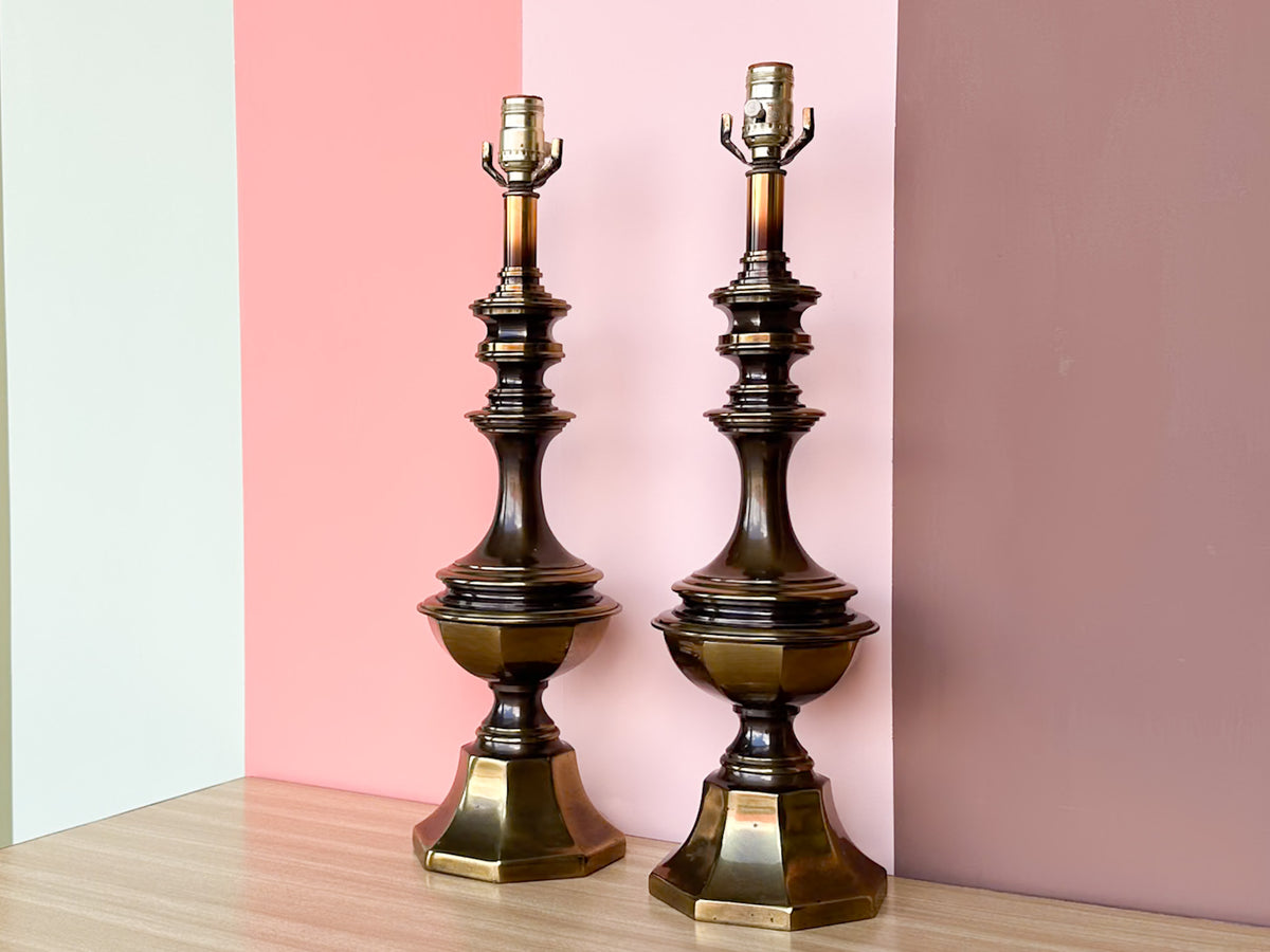 Pair of Brass Urn Lamps