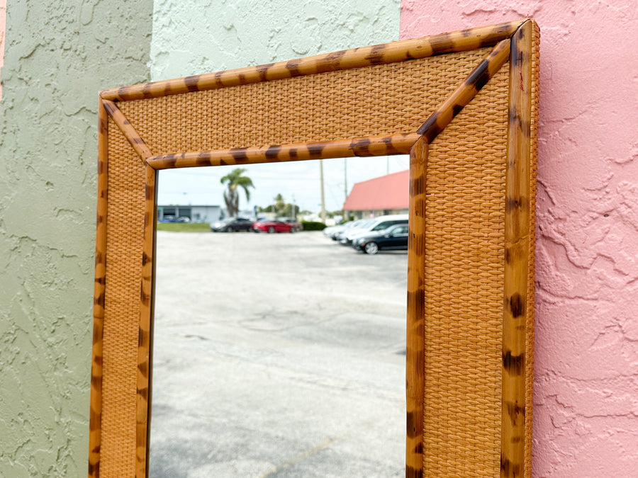 Tortoiseshell Bamboo Mirror with Shelf