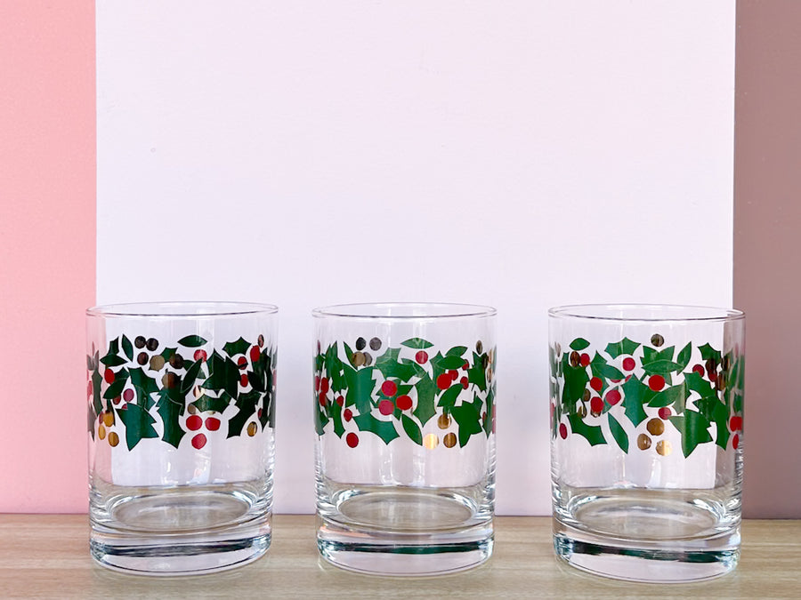 Set of Six Holly Rocks Glassware