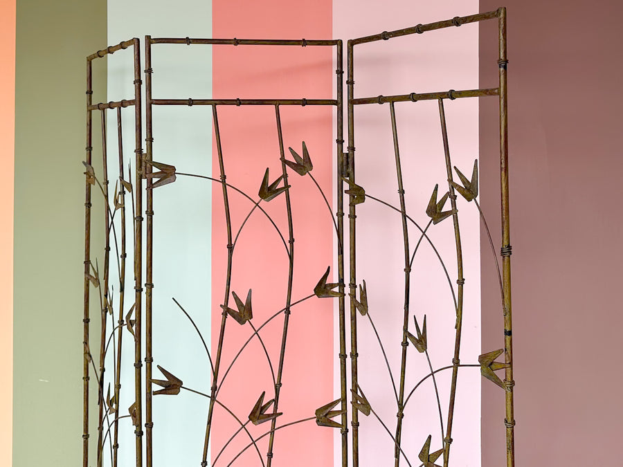 Faux Bamboo Metal Flower Screen