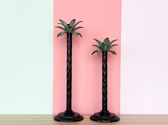 Pair of Palm Tree Candle Holders