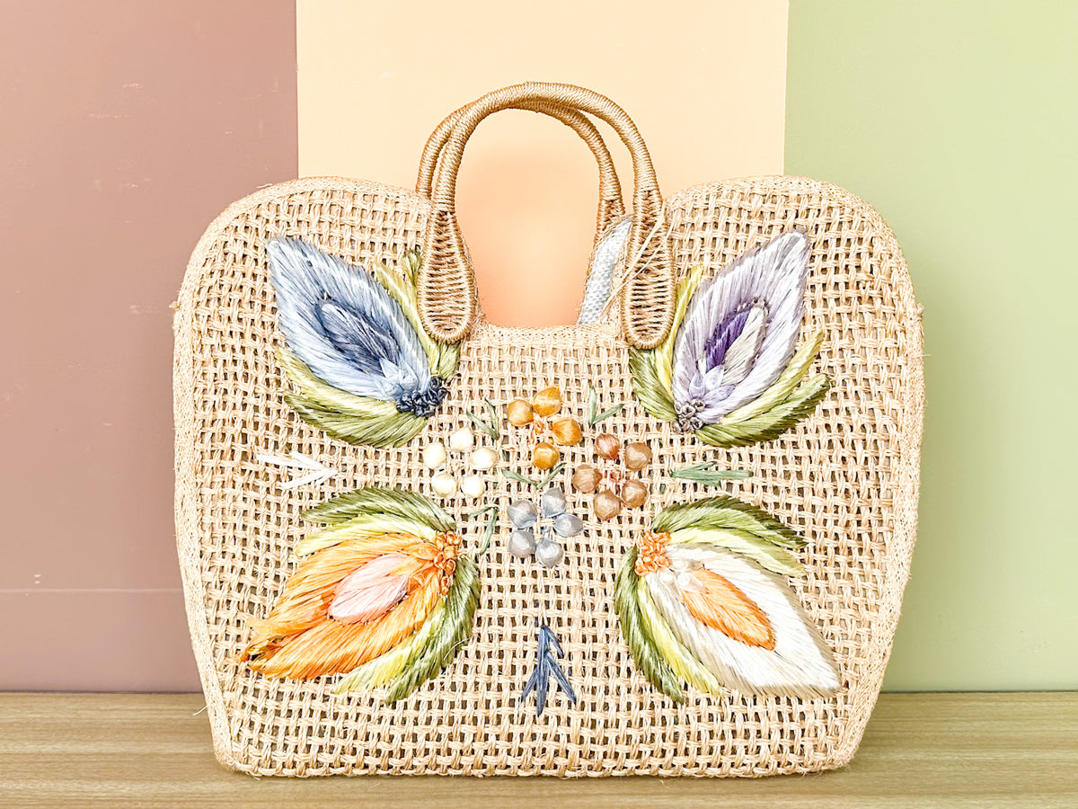 Woven Floral Beach Tote
