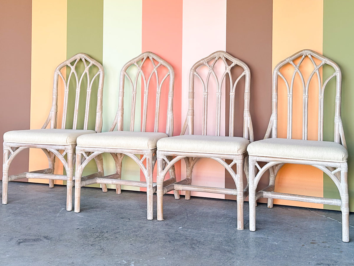 Set of Four McGuire Style Cathedral Dining Chairs