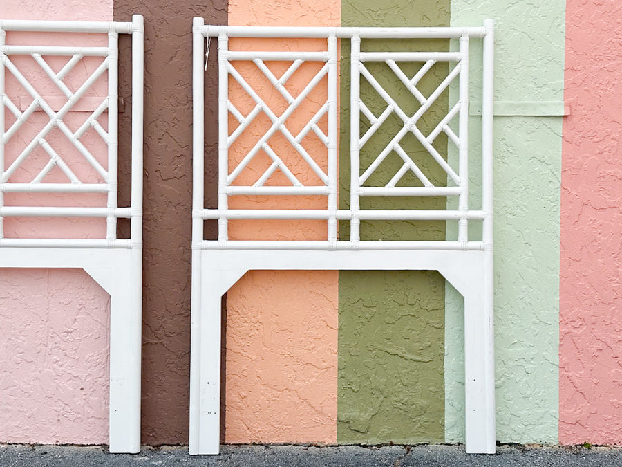 White Fretwork Rattan Twin Headboards