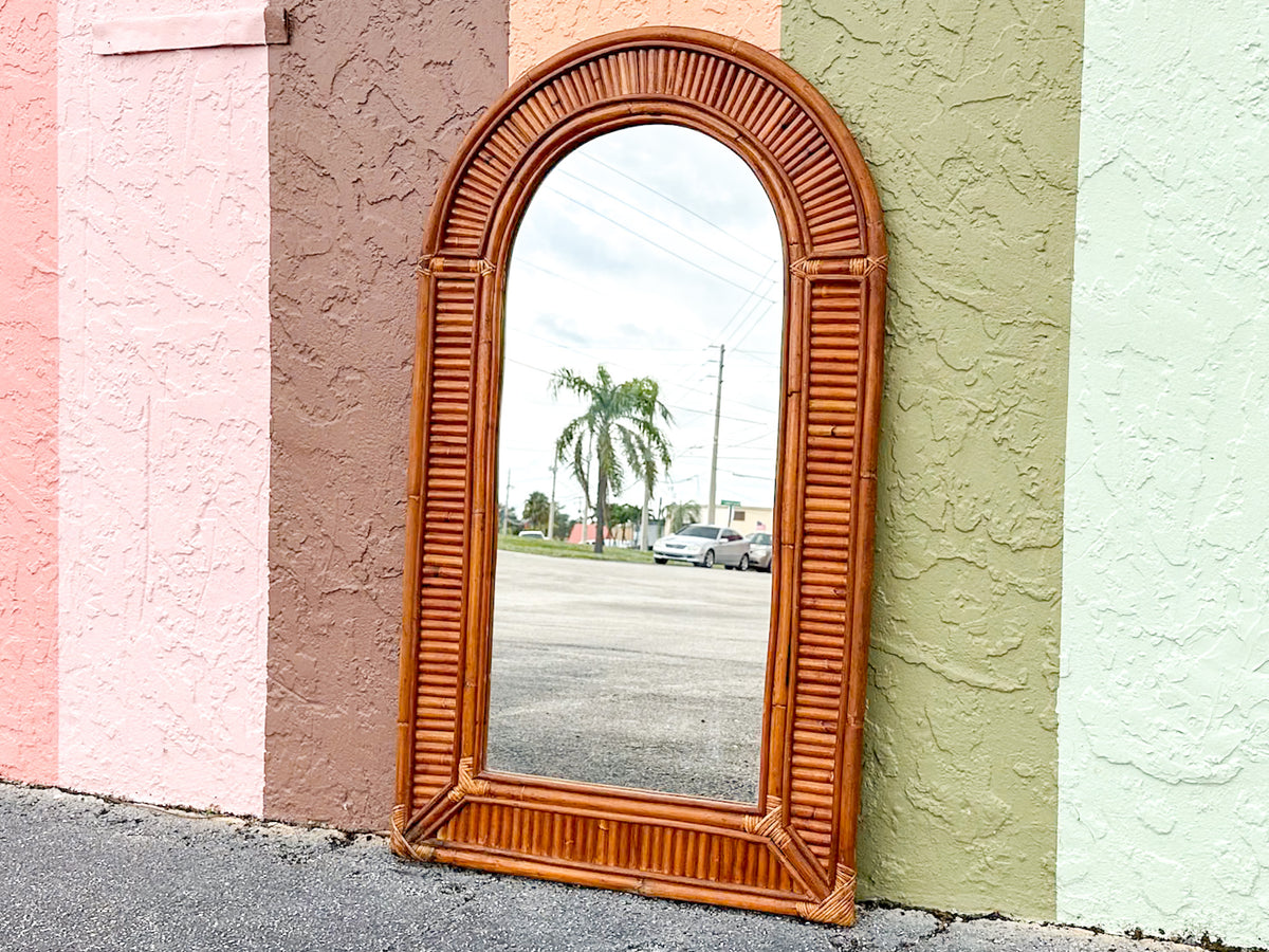 Old Florida Arch Rattan Mirror