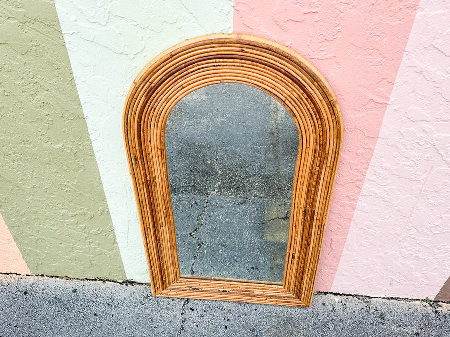 Pencil Reed Rattan Arch Mirror