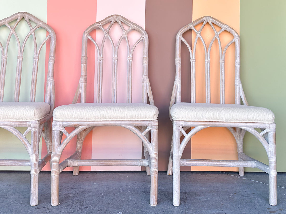 Set of Four McGuire Style Cathedral Dining Chairs
