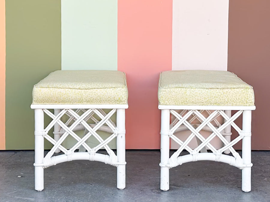 Pair of Ficks Reed Rattan Benches