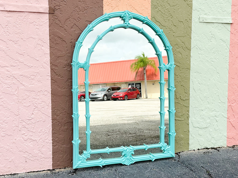 Caribbean Blue Gampel Stoll Palm Frond Mirror
