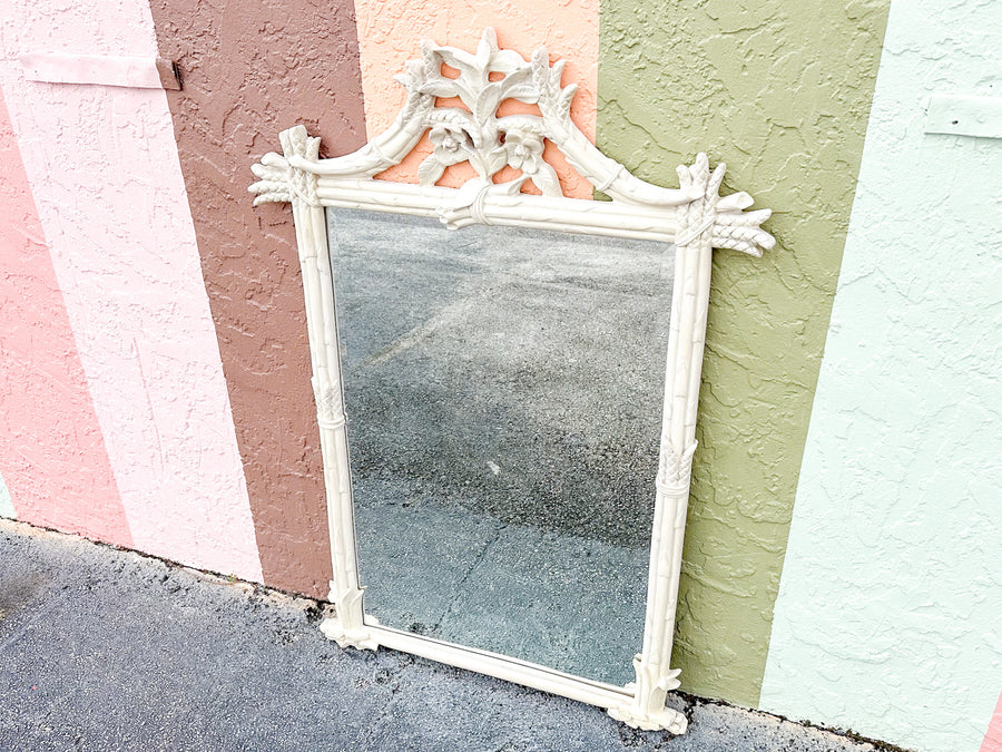 Elegant Carved Asparagus and Flower Mirror