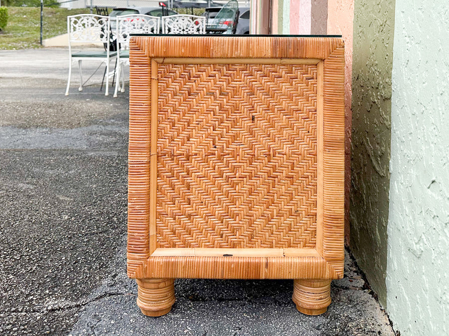 Pair of Rattan Wrapped Nightstands